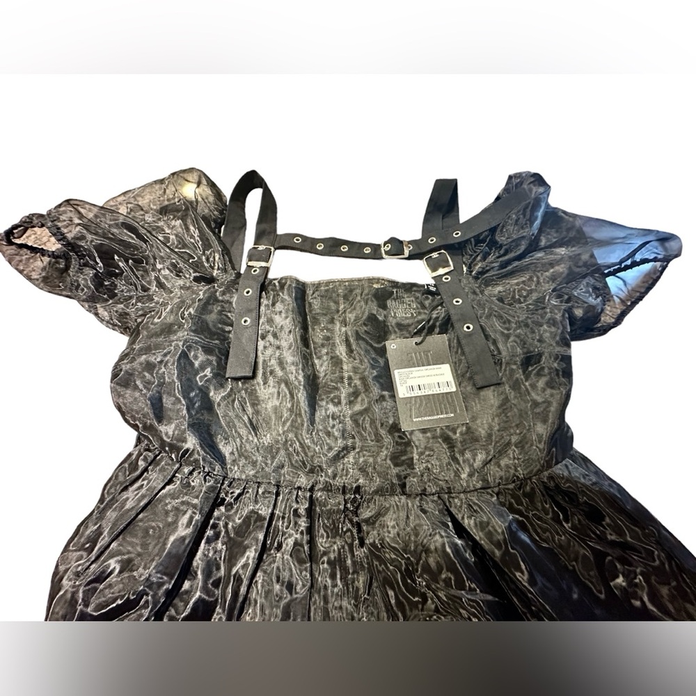 NEW Ragged Priest Strapped Buckle Gothic Rave Halloween Smock Dress Kink Organza